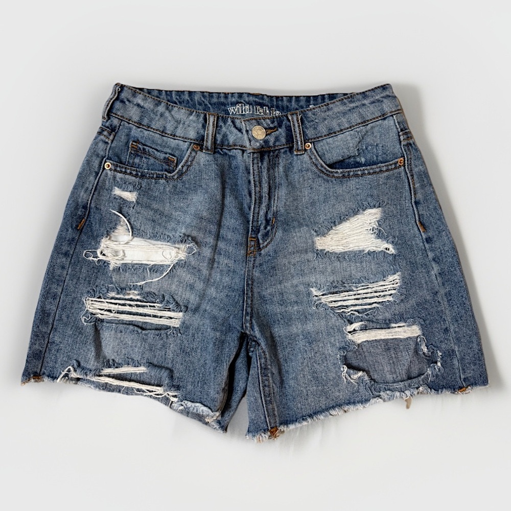 Wild Fable High Waist Distressed Denim Blue Jean Shorts